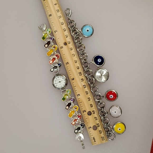Lot of 6 watches flip flops, wraps, a cuff & charm bracelet all need batteries - Picture 7 of 11